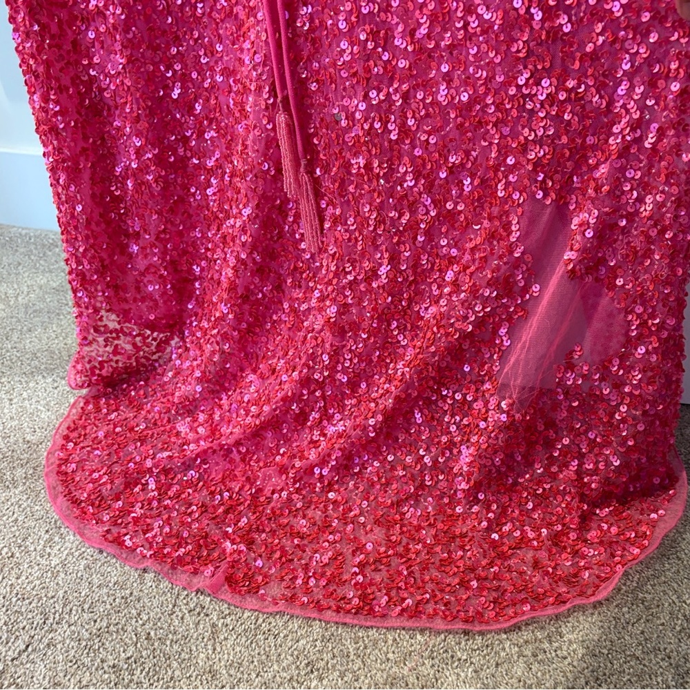 Elegant Pink Sequin Maxi Skirt - Picture 6 of 7